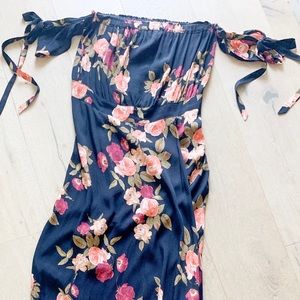 Romantic navy floral maxi dress